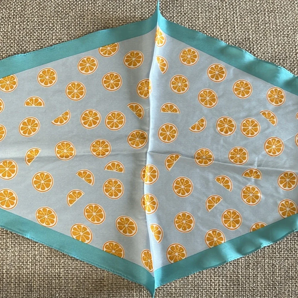 Coach Orange Slice Print Silk Diamond Scarf - Picture 5 of 7